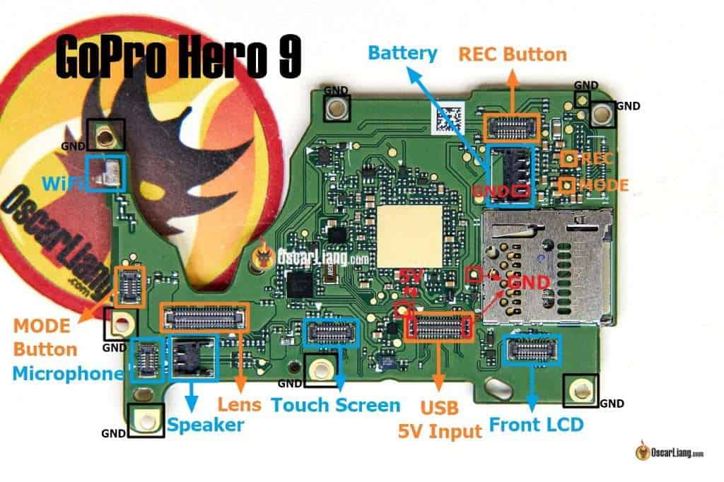 Naked Gopro Hero 9 Logic Main Motherboard Pinout Connectors Solder Pads