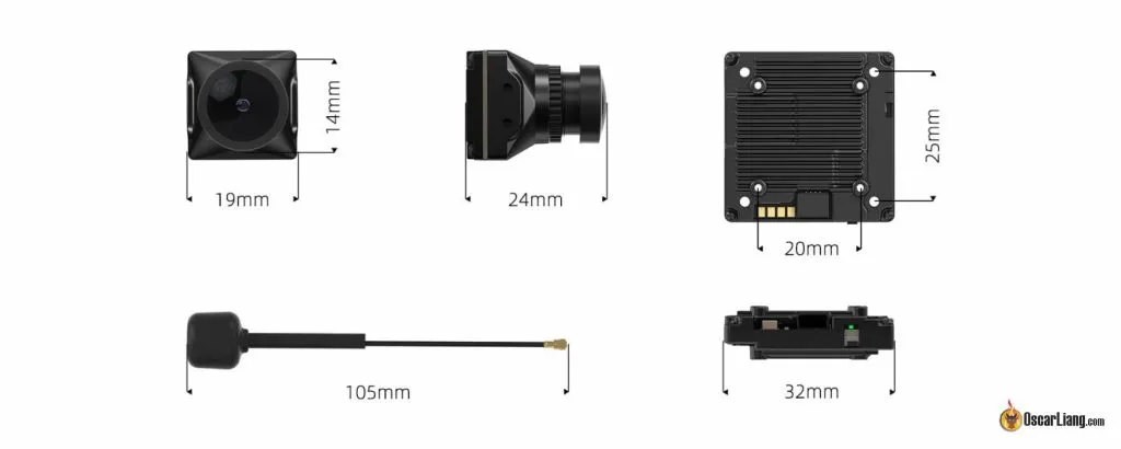 Walksnail Avatar Hd V2 Vtx Camera Antenna Dimension