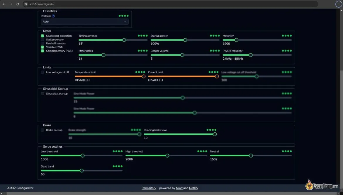 Am32 Esc Configurator Settings Configurations