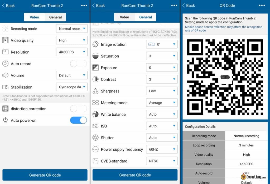 Runcam Thumb 2 Action Camera Fpv Drone App Settings Generate Qr Code