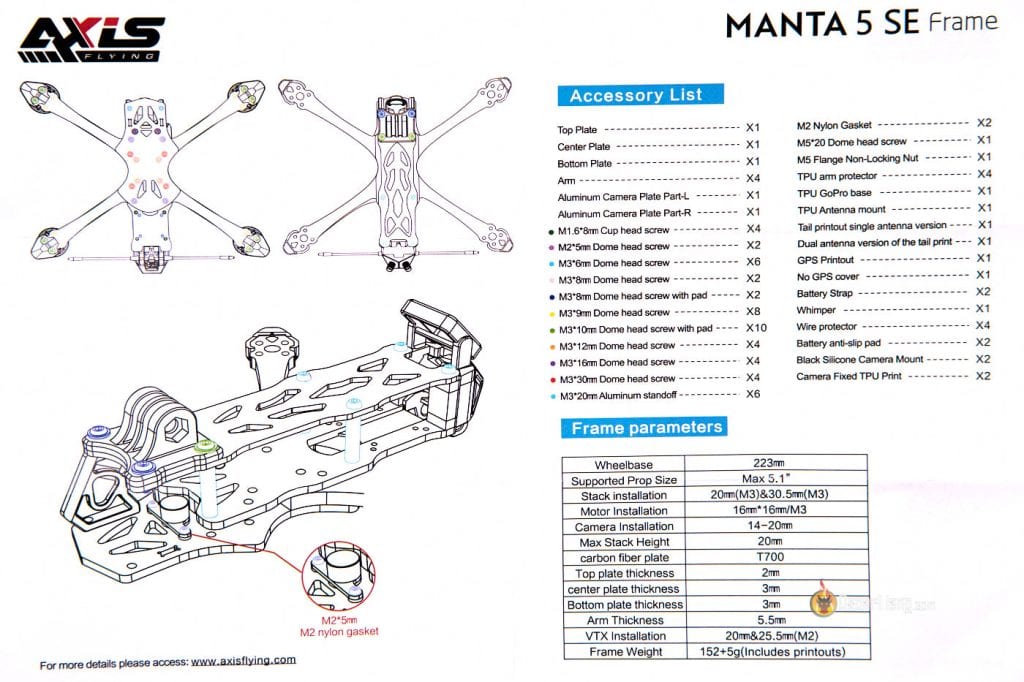 Axisflying Manta 5 Se Frame Manual Instructions Assemble