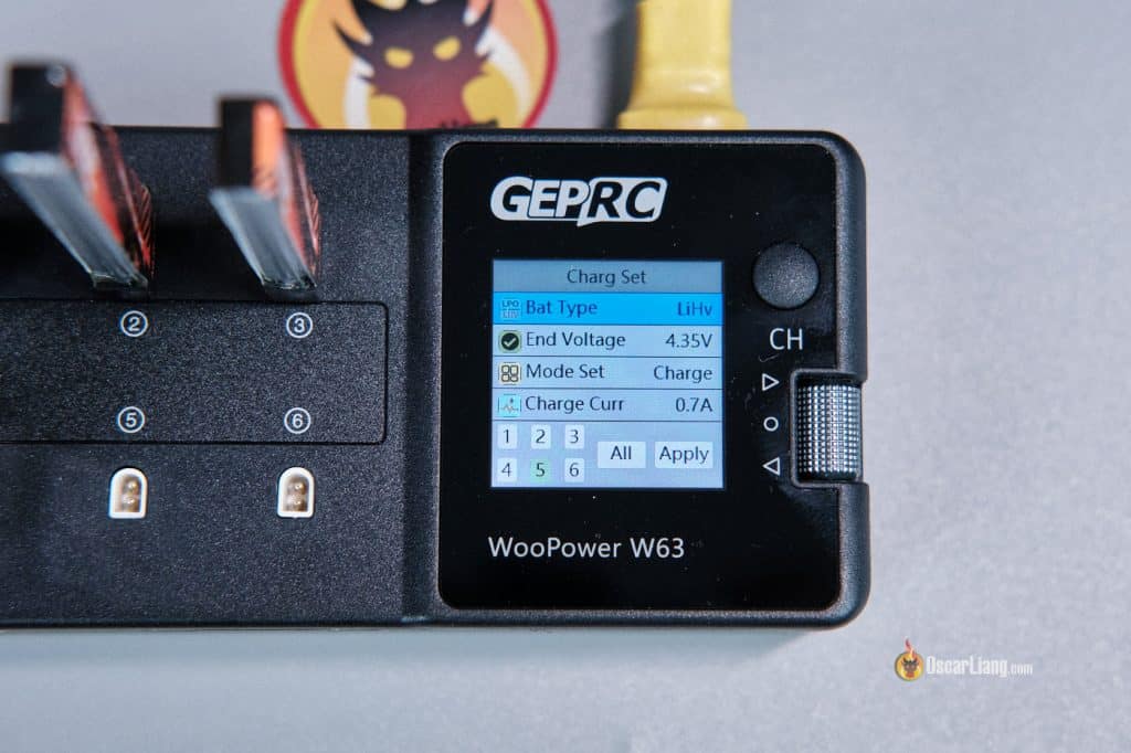 Geprc Woopower W63 1s Charger Charging Settings Menu